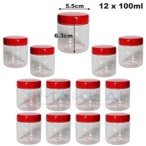 Sunpet Round Plastic Storage Jars with Red Lids