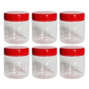 Sunpet Round Plastic Storage Jars with Red Lids