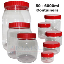 Load image into Gallery viewer, Sunpet Round Plastic Storage Jars with Red Lids
