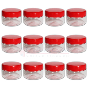 Sunpet Round Plastic Storage Jars with Red Lids