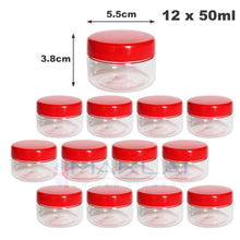 Load image into Gallery viewer, Sunpet Round Plastic Storage Jars with Red Lids
