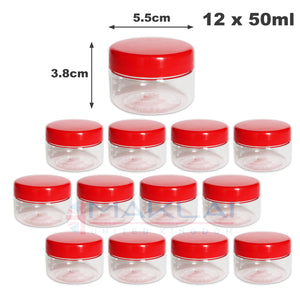 Sunpet Round Plastic Storage Jars with Red Lids