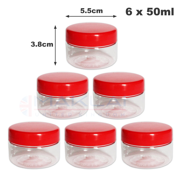 Sunpet Round Plastic Storage Jars with Red Lids