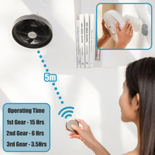Load image into Gallery viewer, F25 Silent Portable Wireless Fan with Fragrance Diffuser, Detachable Tripod, Night Light and Remote Control. Wall Mount &amp; Hanging Options, 3 Speeds
