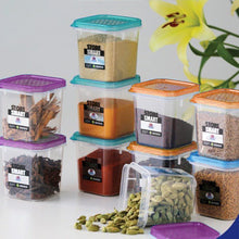 Load image into Gallery viewer, Square Stackable Plastic Food Storage Containers with Multicolour Transparent Lids 300ml
