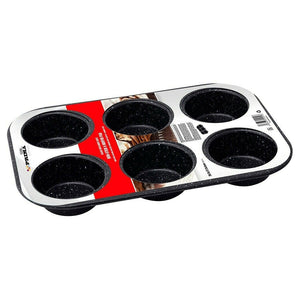 Prima Non Stick Speckled Black Carbon Steel 6 Muffin Pan