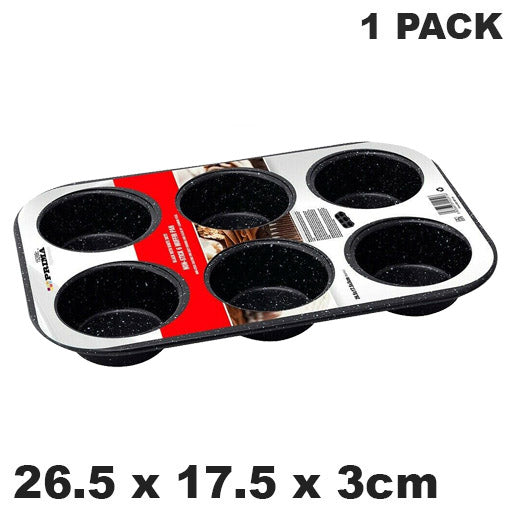 Prima Non Stick Speckled Black Carbon Steel 6 Muffin Pan