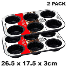 Load image into Gallery viewer, Prima Non Stick Speckled Black Carbon Steel 6 Muffin Pan
