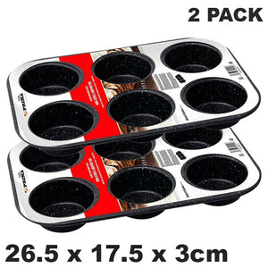 Prima Non Stick Speckled Black Carbon Steel 6 Muffin Pan