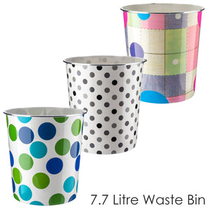 7.7L Polka Dot Plastic Waste Paper Dust Bin
