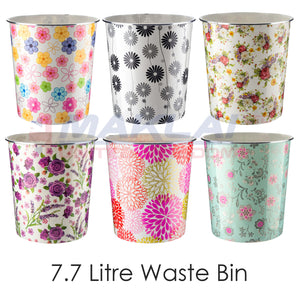 7.7L Floral Plastic Waste Paper Dust Bin