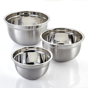 3 Piece Stainless Steel Deep Mixing Bowl Set 18/22/26cm