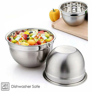 3 Piece Stainless Steel Deep Mixing Bowl Set 18/22/26cm