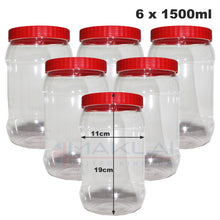 Load image into Gallery viewer, Sunpet Round Plastic Storage Jars with Red Lids
