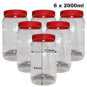 Sunpet Round Plastic Storage Jars with Red Lids