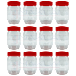 Sunpet Round Plastic Storage Jars with Red Lids