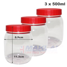 Load image into Gallery viewer, Sunpet Round Plastic Storage Jars with Red Lids

