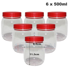 Load image into Gallery viewer, Sunpet Round Plastic Storage Jars with Red Lids
