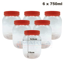 Load image into Gallery viewer, Sunpet Round Plastic Storage Jars with Red Lids
