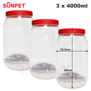 Sunpet Round Plastic Storage Jars with Red Lids